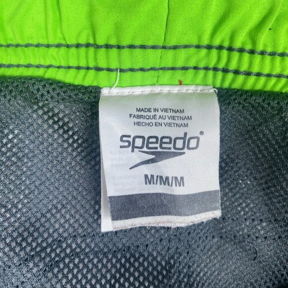 SPEEDO Mens Medium Gray Green Swim Trunks Shorts - Picture 9 of 10